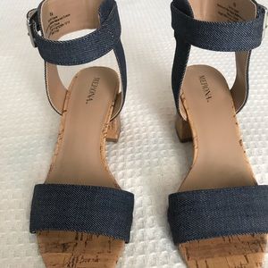 Merona  blue denim material sandals 6.5